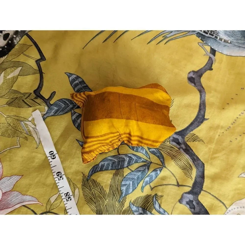 Sari silk packable bag gold and yellow silk